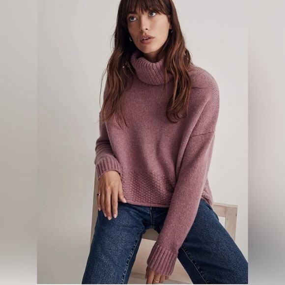 NWOT Madewell Merino Wool Sadler Turtleneck Boxy Sweater Size Small - Picture 1 of 3
